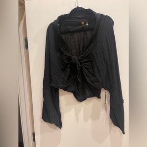 Free People Azalea kimono in black gauze